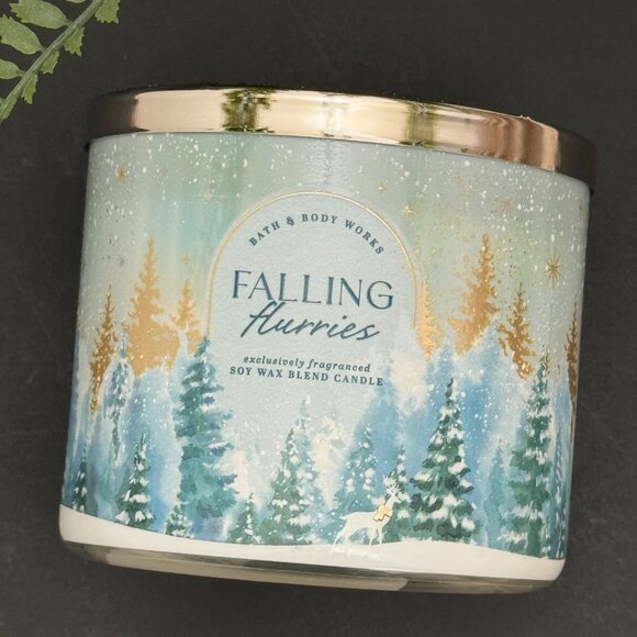 BBW Falling Flurries Bath & Body Works 3 Wick Candle - Picture 5 of 10
